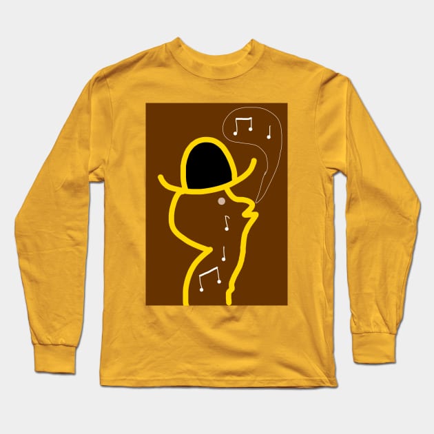 Whistling Cowboy Long Sleeve T-Shirt by Gizi Zuckermann Art